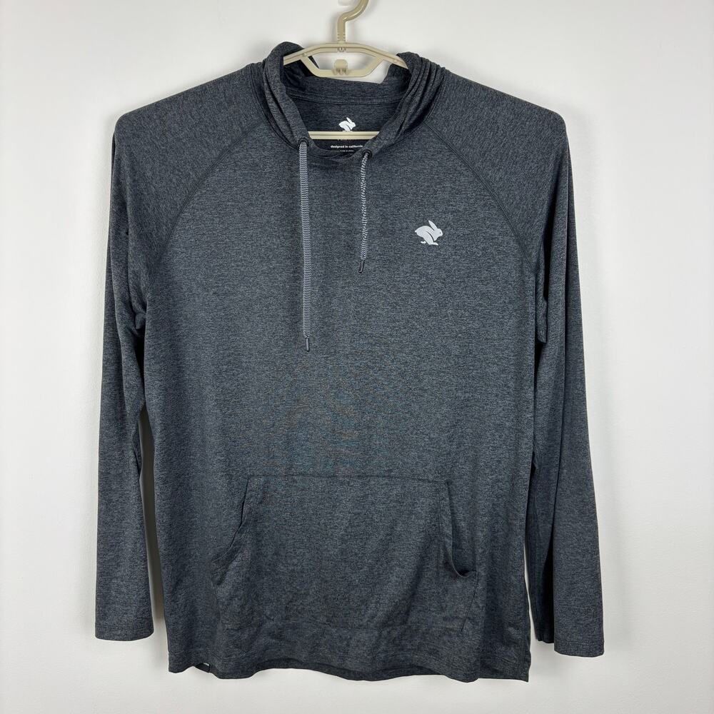 Rabbit Running Lightweight Pullover Hooded Grey Mens Large Long Sleeve